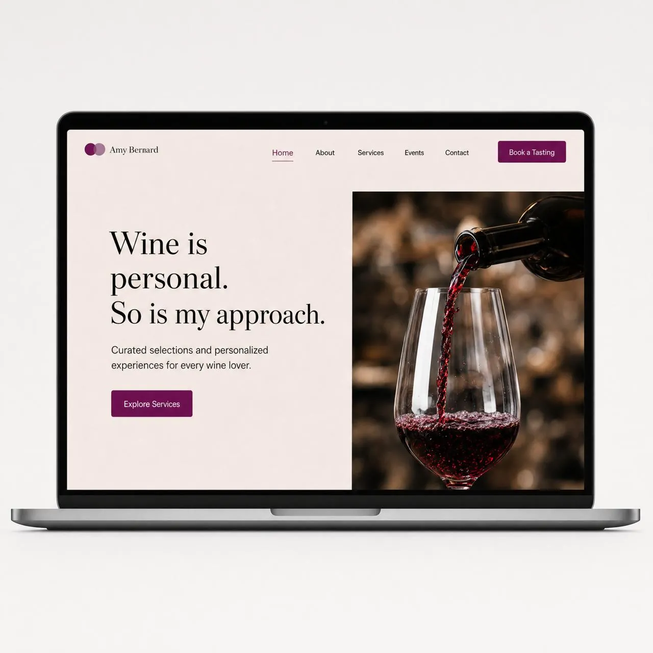 Site desktop Amy Bernard: Wine is personal. So is my approach.