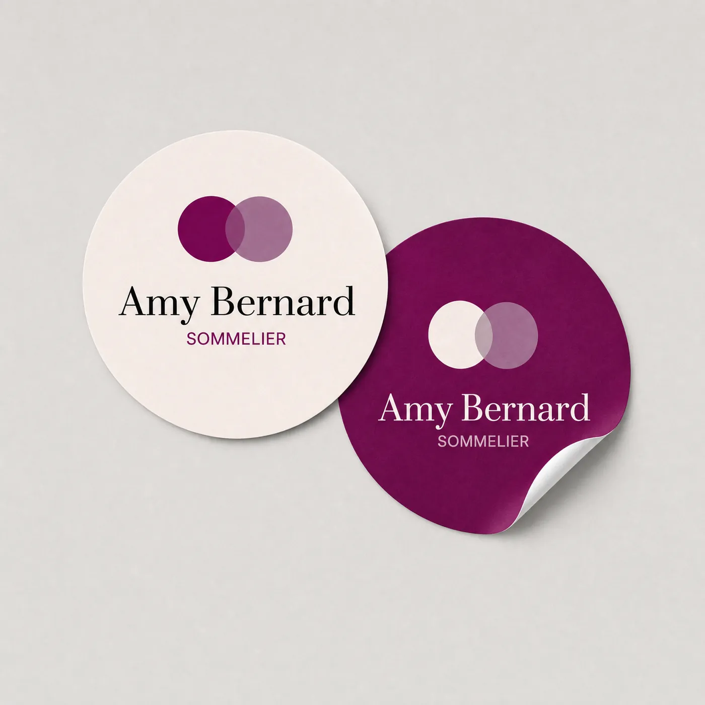 Stickere rotunde Amy Bernard, crem și prună