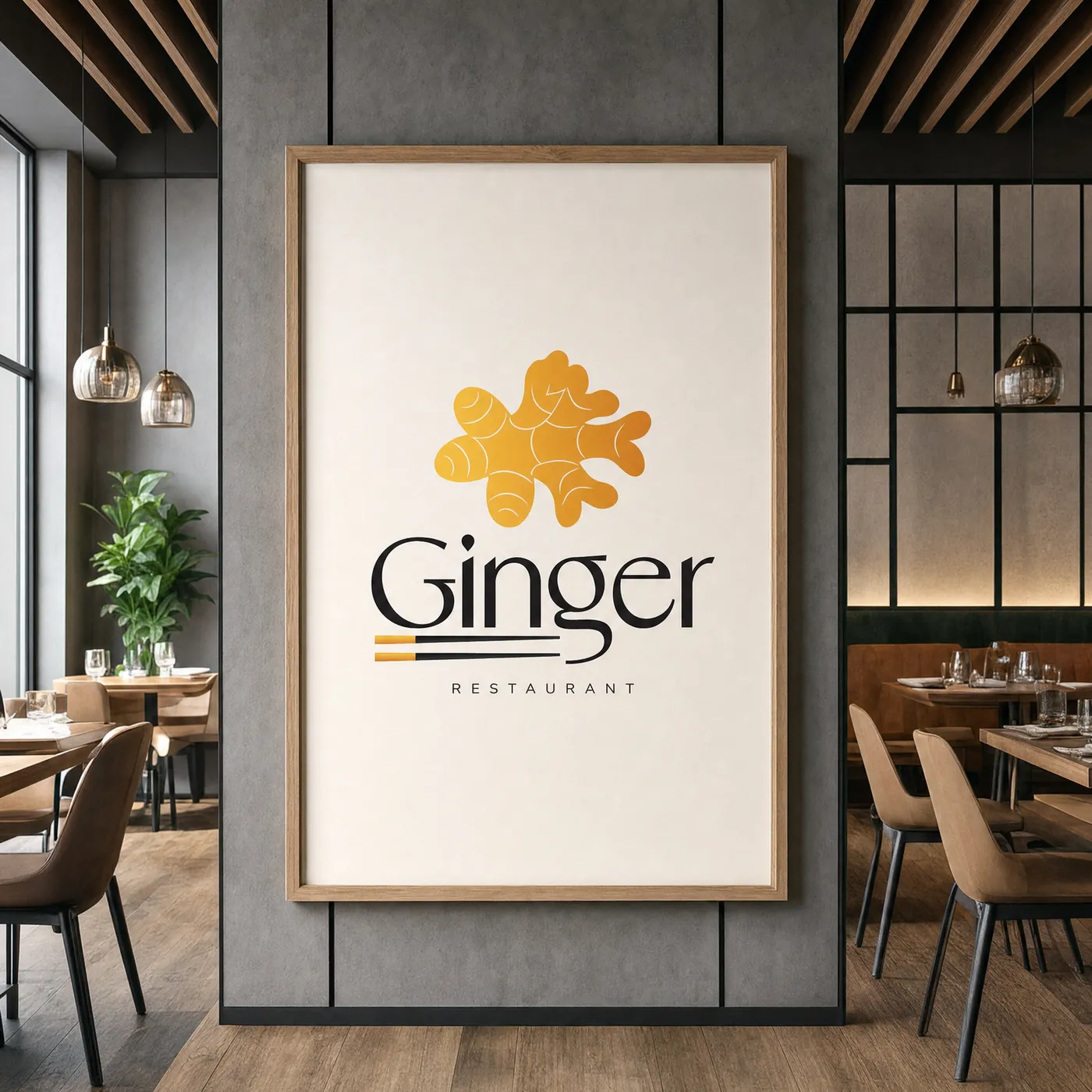 Poster Ginger Restaurant într-o sală de restaurant